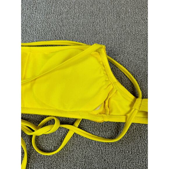 Wild Fable Bikini Swim Top Crochet Retro Hippie Yellow Pink Size Small - Picture 4 of 5